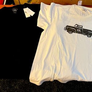 2 new with tags Mens 2XL tee shirts Ralph Lauren black ivory old truck